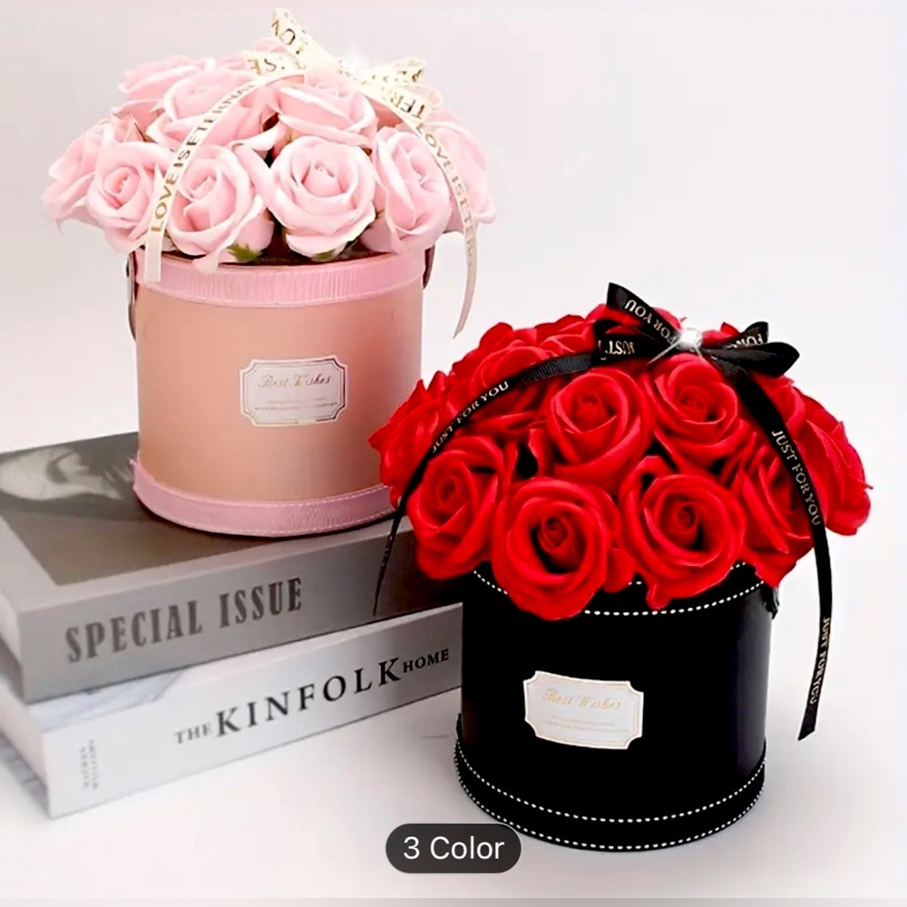Valentine’s Day 1pc, Round Barrel Rolled Rose Handmade Soap Flower Romantic Gift